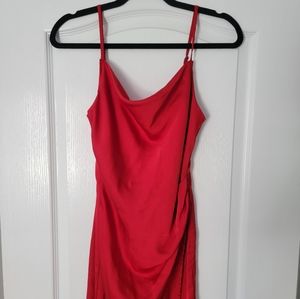 Lulu's Satin Cowl Neck Midi with Slit